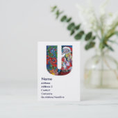 クリスマスUレター/バイオリンモノグラム付きサンタ 名刺 (スタンド正面)