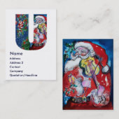 クリスマスUレター/バイオリンモノグラム付きサンタ 名刺 (正面/裏面)