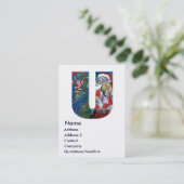 クリスマスUレター/バイオリンモノグラム付きサンタ 名刺 (スタンド正面)