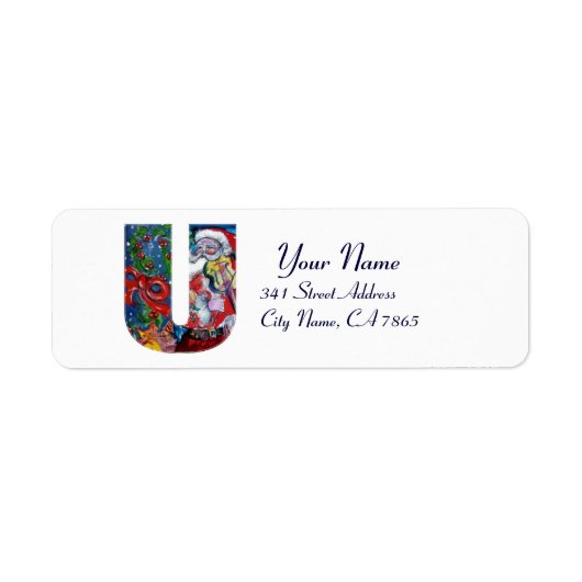 クリスマスU文字/SANTAクラウスとVIOLIN MONOGRAM ラベル (正面)
