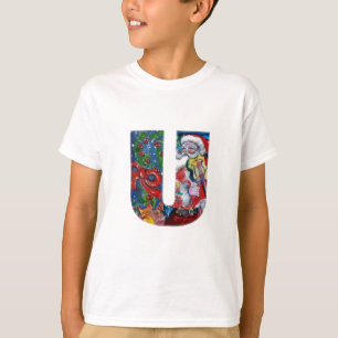 クリスマスU文字/SANTAクラウスとVIOLIN MONOGRAM Tシャツ
