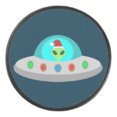 クリスマスUFOホーホソーサーエイリアン飛んでいる皿 アイスホッケーパック (正面)