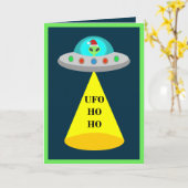 クリスマスUFOホーホソーサーエイリアン飛んでいる皿 カード (黄色い花)