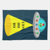 クリスマスUFOホーホソーサーエイリアン飛んでいる皿 キッチンタオル (横)