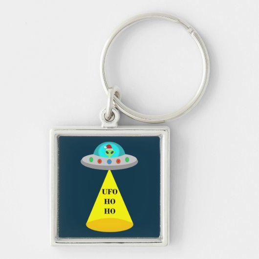 クリスマスUFOホーホソーサーエイリアン飛んでいる皿 キーホルダー (正面)