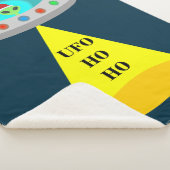 クリスマスUFOホーホソーサーエイリアン飛んでいる皿 シェルパブランケット (3/4)