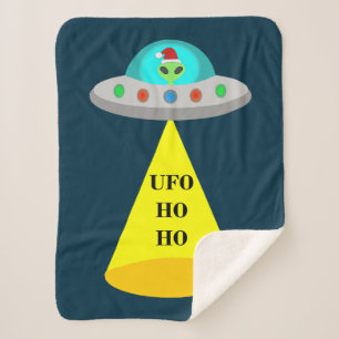クリスマスUFOホーホソーサーエイリアン飛んでいる皿 シェルパブランケット