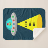 クリスマスUFOホーホソーサーエイリアン飛んでいる皿 シェルパブランケット (正面(横))