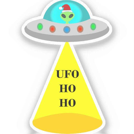 クリスマスUFOホーホソーサーエイリアン飛んでいる皿 シール (正面)