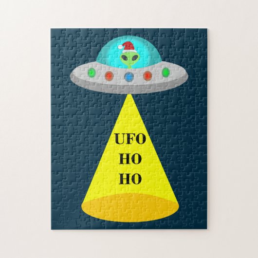 クリスマスUFOホーホソーサーエイリアン飛んでいる皿 ジグソーパズル (縦)