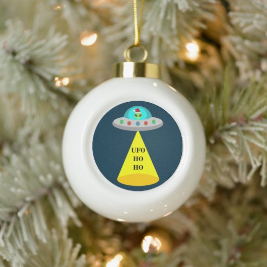 クリスマスUFOホーホソーサーエイリアン飛んでいる皿 セラミックボールオーナメント (ツリー)