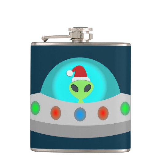 クリスマスUFOホーホソーサーエイリアン飛んでいる皿 フラスク (正面)