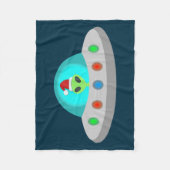 クリスマスUFOホーホソーサーエイリアン飛んでいる皿 フリースブランケット (正面)