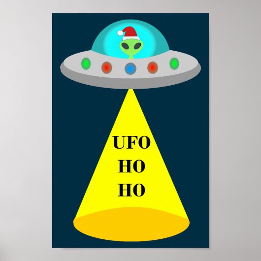 クリスマスUFOホーホソーサーエイリアン飛んでいる皿 ポスター (正面)