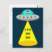 クリスマスUFOホーホソーサーエイリアン飛んでいる皿 ポストカード (正面/裏面)
