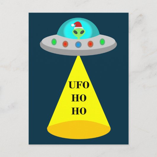 クリスマスUFOホーホソーサーエイリアン飛んでいる皿 ポストカード (正面)
