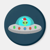 クリスマスUFOホーホソーサーエイリアン飛んでいる皿 マグネット (正面)