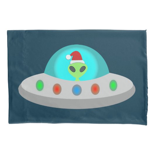 クリスマスUFOホーホソーサーエイリアン飛んでいる皿 枕カバー (正面)
