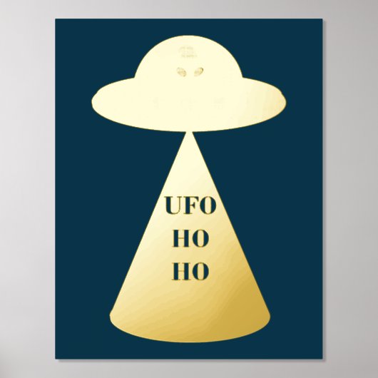 クリスマスUFOホーホソーサーエイリアン飛んでいる皿 箔ポスター (正面)