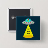 クリスマスUFOホーホソーサーエイリアン飛んでいる皿 缶バッジ (正面&裏面)