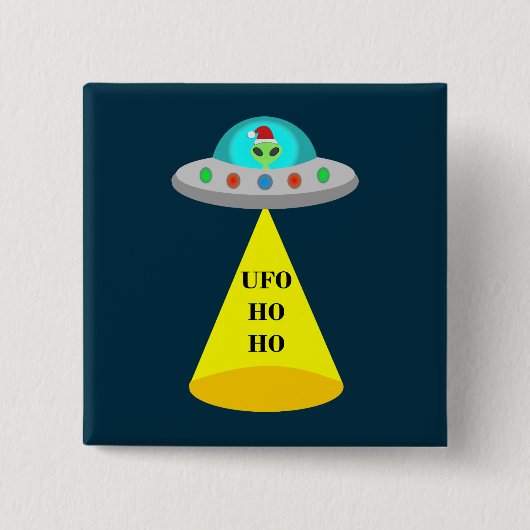 クリスマスUFOホーホソーサーエイリアン飛んでいる皿 缶バッジ (正面)