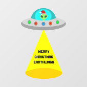 クリスマスUFOホーホソーサー飛んでいるエイリアンカスタム ウィンドウサイン (シート)