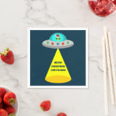 クリスマスUFOホーホソーサー飛んでいるエイリアンカスタム スタンダードカクテルナプキン (インサイチュ)