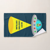 クリスマスUFOホーホソーサー飛んでいるエイリアンカスタム ハンドタオル (ハンドタオル)