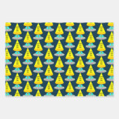 クリスマスUFOホーホソーサー飛んでいるエイリアンカスタム ラッピングペーパーシート (正面)