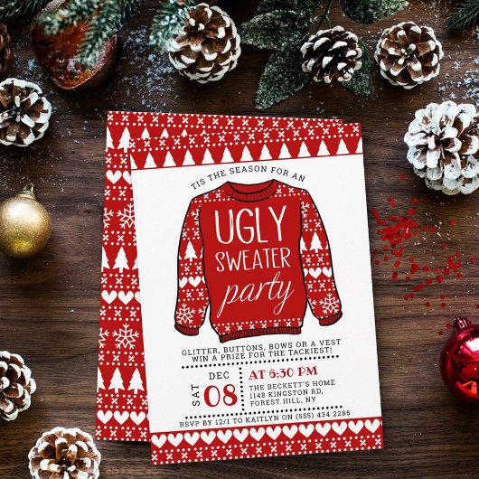 クリスマスuglyレッドスウェター ホリデーパーティー 招待状