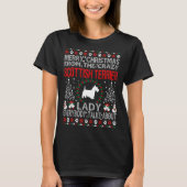 クリスマスUgly Sweaterスコットランドテリア犬の女性 Tシャツ (正面)
