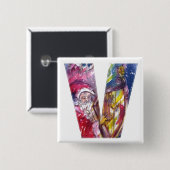 クリスマスVレター/サンタ遊・ハープ 缶バッジ (正面&裏面)