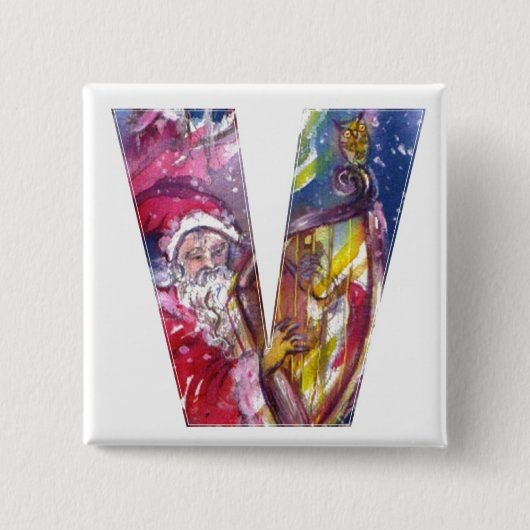 クリスマスVレター/サンタ遊・ハープ 缶バッジ (正面)