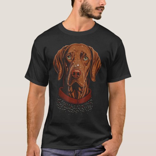 クリスマスVizsla Santa on Christmas Vizsla 1 Tシャツ (正面)