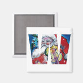 クリスマスWレター/バイオリンモノグラム付きサンタ マグネット (正面/裏面)