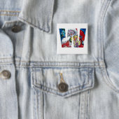 クリスマスWレター/バイオリンモノグラム付きサンタ 缶バッジ (インサイチュ)