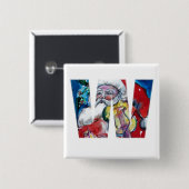 クリスマスWレター/バイオリンモノグラム付きサンタ 缶バッジ (正面&裏面)