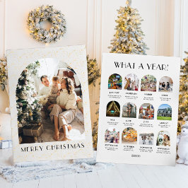 クリスマスWhat a Year金ゴールド12モダン写真 シーズンカード