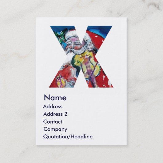 クリスマスXレター/バイオリンモノグラム付きサンタ 名刺 (正面)