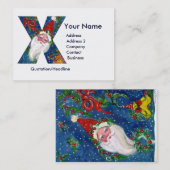 クリスマスXレター/赤いリボン付きサンタクロース 名刺 (正面/裏面)