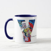 クリスマスYレター/バイオリンモノグラム付きサンタ マグカップ (左)