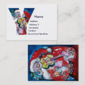 クリスマスYレター/バイオリンモノグラム付きサンタ 名刺 (正面/裏面)