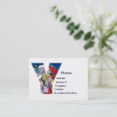 クリスマスYレター/バイオリンモノグラム付きサンタ 名刺 (スタンド正面)