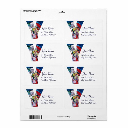 クリスマスY文字/SANTAクラウスとVIOLIN MONOGRAM ラベル (フルシート)