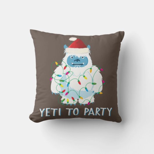 クリスマスYetiへパーティーTシャツかわいいYeti forクリスマス クッション (正面)