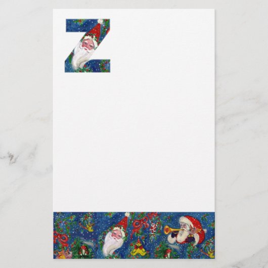 クリスマスZレター/赤いリボン付きサンタクロース 便箋 (正面)