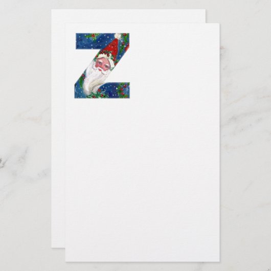 クリスマスZレター/赤いリボン付きサンタクロース 便箋 (正面/裏面)