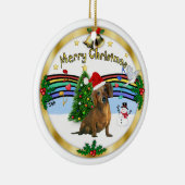 クリスマスZMusic 1 - MC - Brown Dachshand (hat) セラミックオーナメント (右)