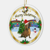 クリスマスZMusic 1 - MC - Brown Dachshand (hat) セラミックオーナメント (左)