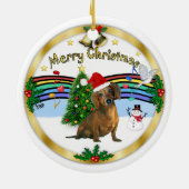 クリスマスZMusic 1 - MC - Brown Dachshand (hat) セラミックオーナメント (裏面)